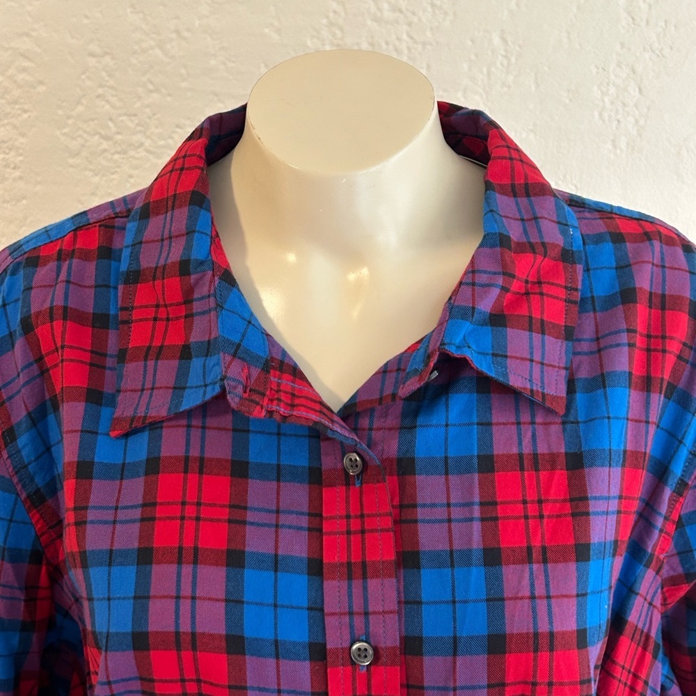 TALBOTS 2X Soft Button Down 100% Cotton pleated Shirt NWT - Picture 4 of 10